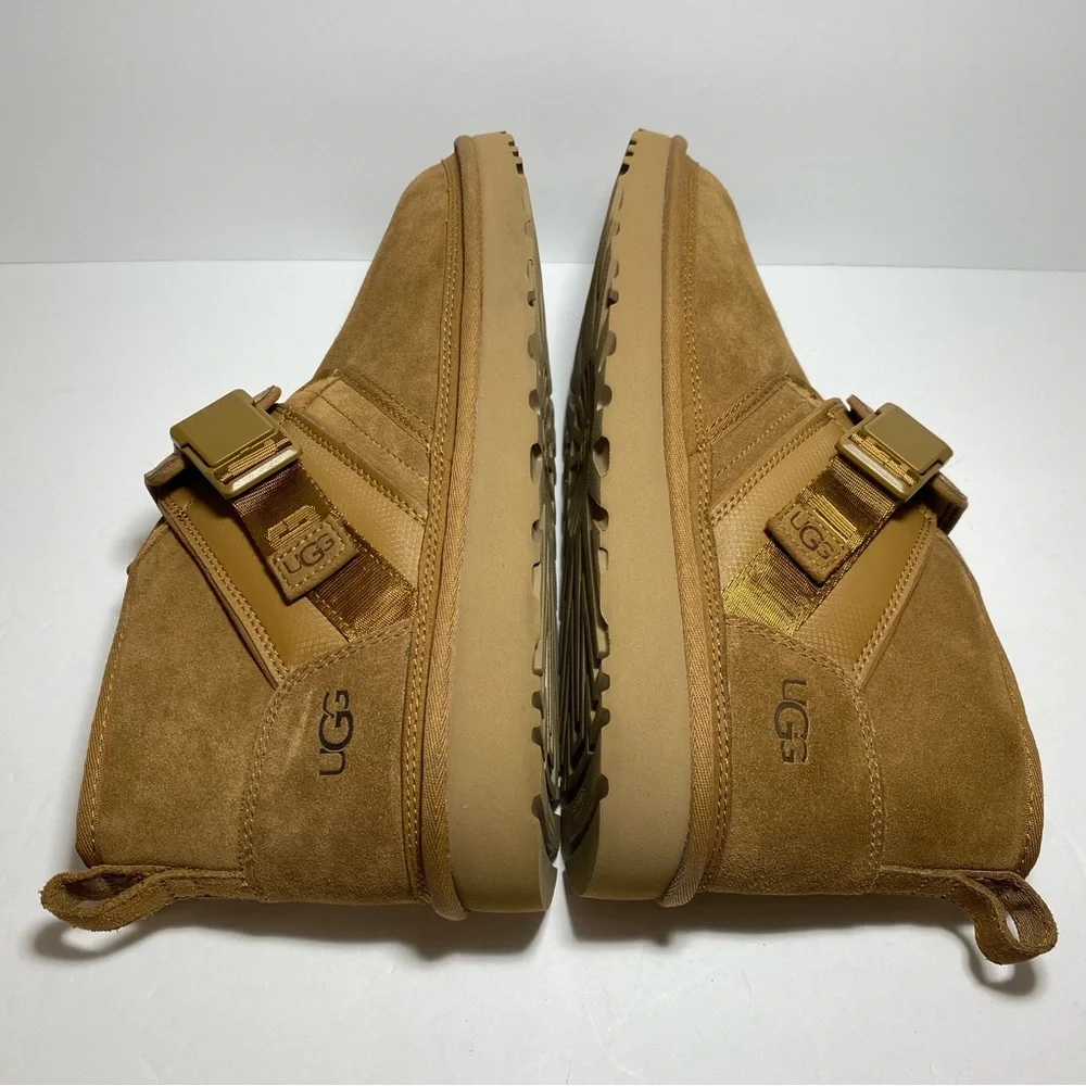 UGG Men's Neumel Snapback Suede Boot Sheepskin Lined 'Chestnut' Size 13